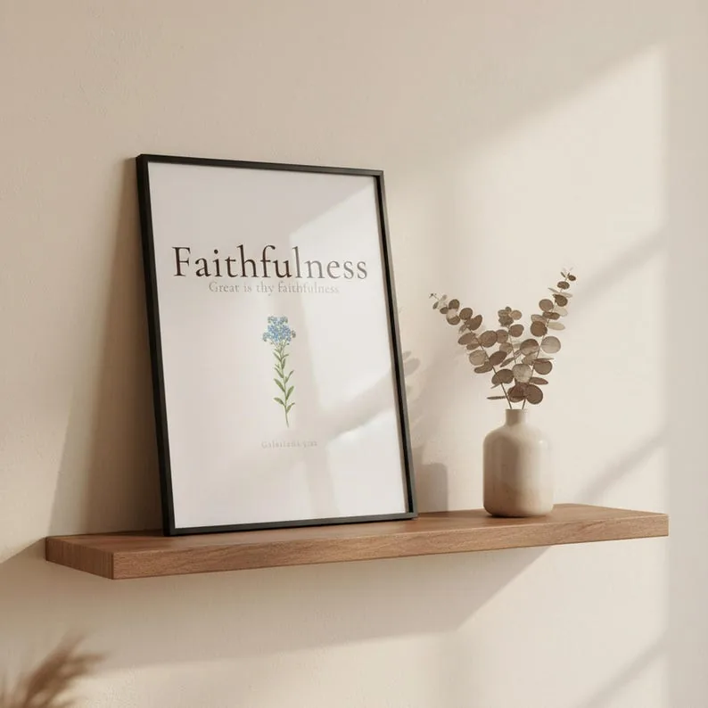 View 2 of Faithfulness Botanical Scripture Wall Art