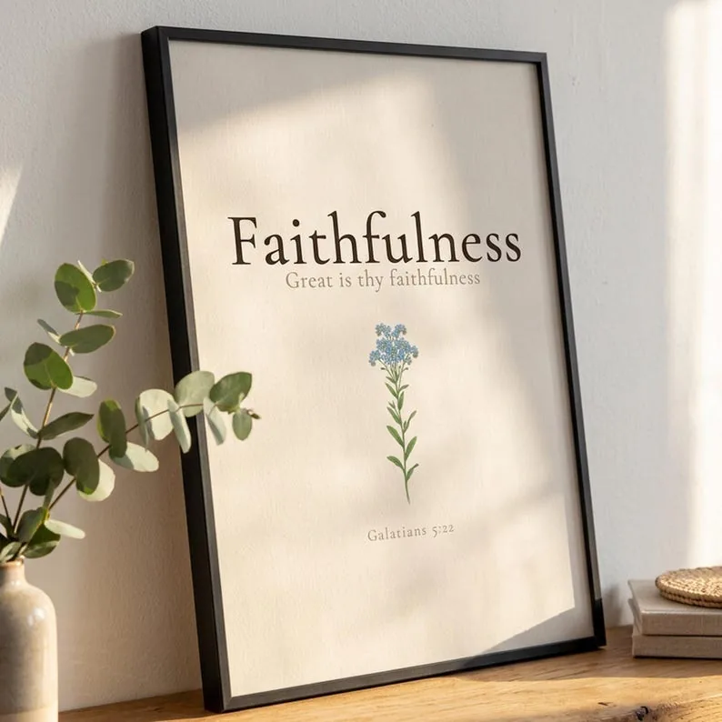 View 3 of Faithfulness Botanical Scripture Wall Art