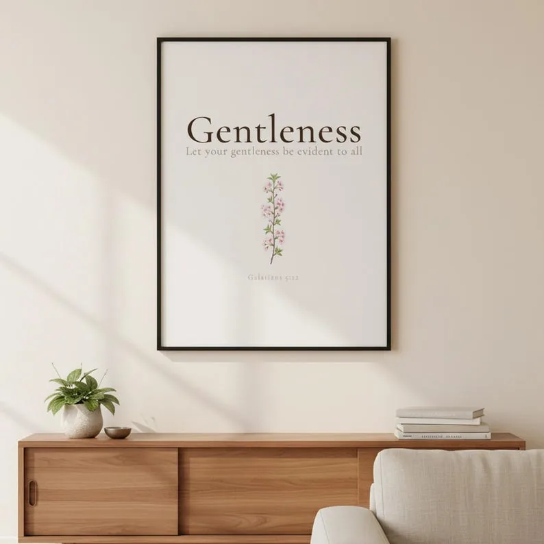Galatians 5:22 Fruit of the Spirit Botanical Christian Nursery Scripture Wall Art, Baby Shower Gift Print