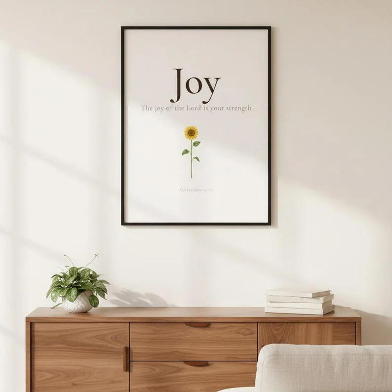 Joy Fruit of the Spirit Print, Galatians 5:22-23 Botanical Wall Art, Christian Home Decor Bible Verse