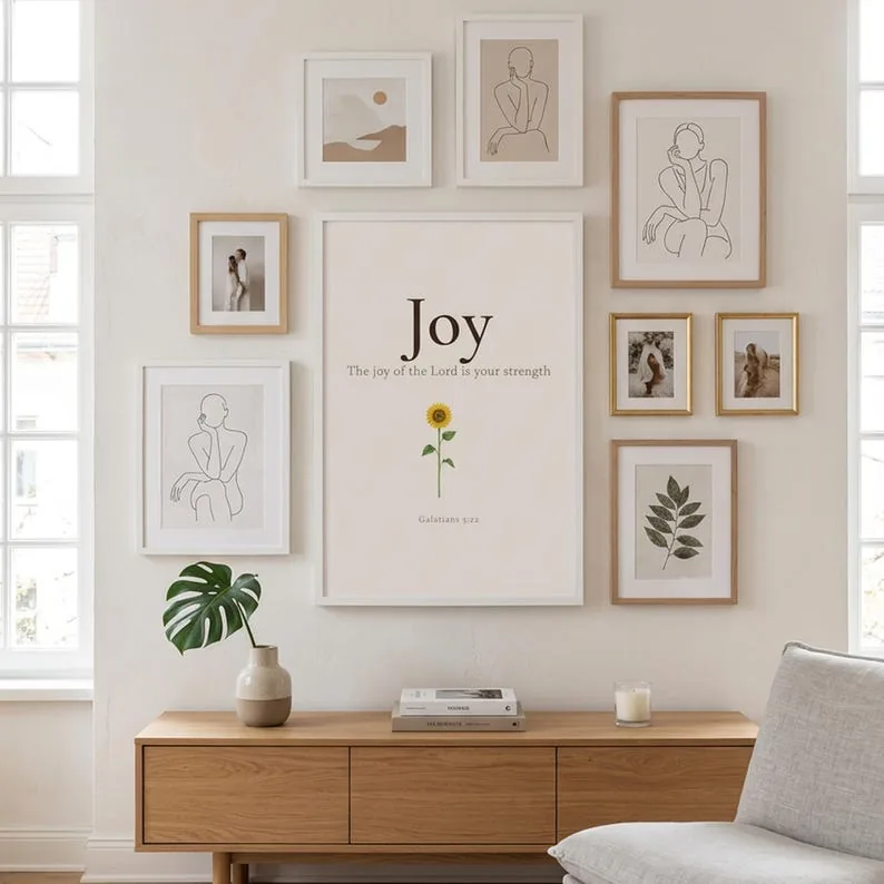 View 2 of Joy Fruit of the Spirit Scripture Wall Art, Galatians 5:22 Sunflower Print