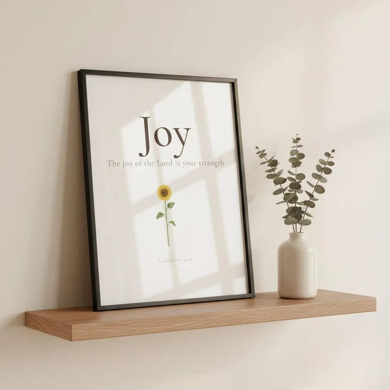 View 3 of Joy Fruit of the Spirit Scripture Wall Art, Galatians 5:22 Sunflower Print
