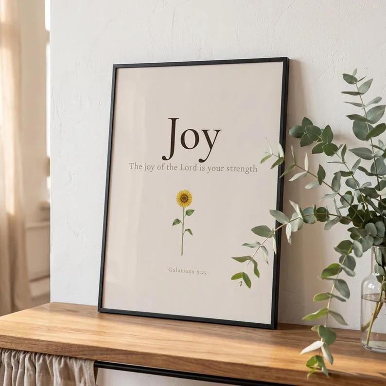 View 4 of Joy Fruit of the Spirit Scripture Wall Art, Galatians 5:22 Sunflower Print