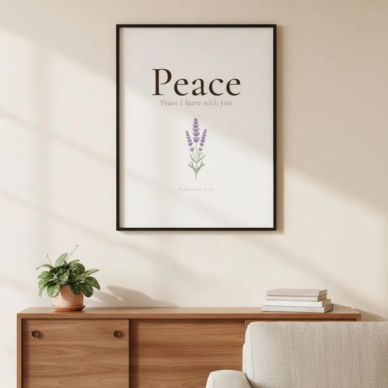 Peace Fruit of the Spirit Print, Galatians 5:22-23 Botanical Wall Art, Christian Home Decor Bible Verse