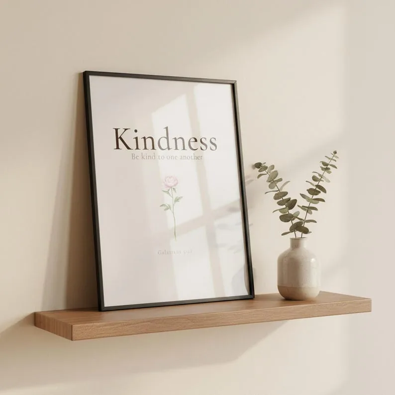 View 3 of Kindness Galatians 5:22 Botanical Scripture Wall Art
