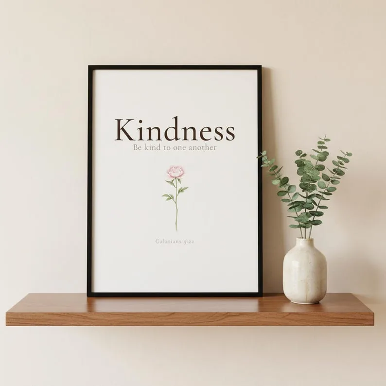 View 4 of Kindness Galatians 5:22 Botanical Scripture Wall Art