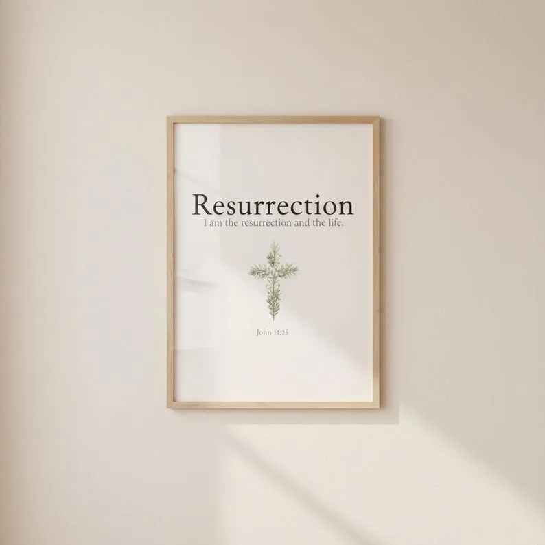 View 3 of Floral Cross Easter Scripture Wall Art, Romans 6:9