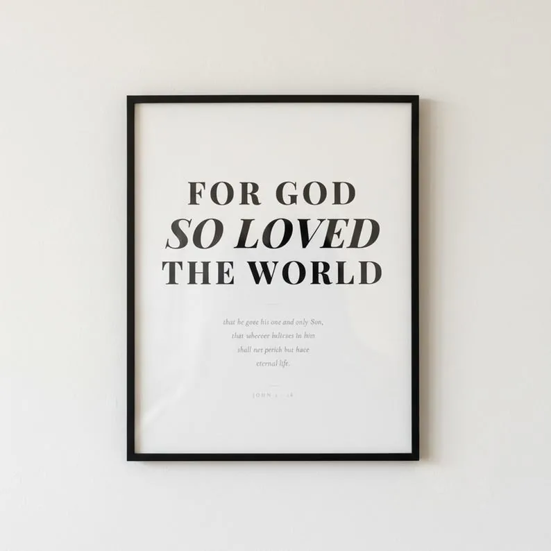 View 4 of John 3:16 Scripture Wall Art, For God So Loved the World