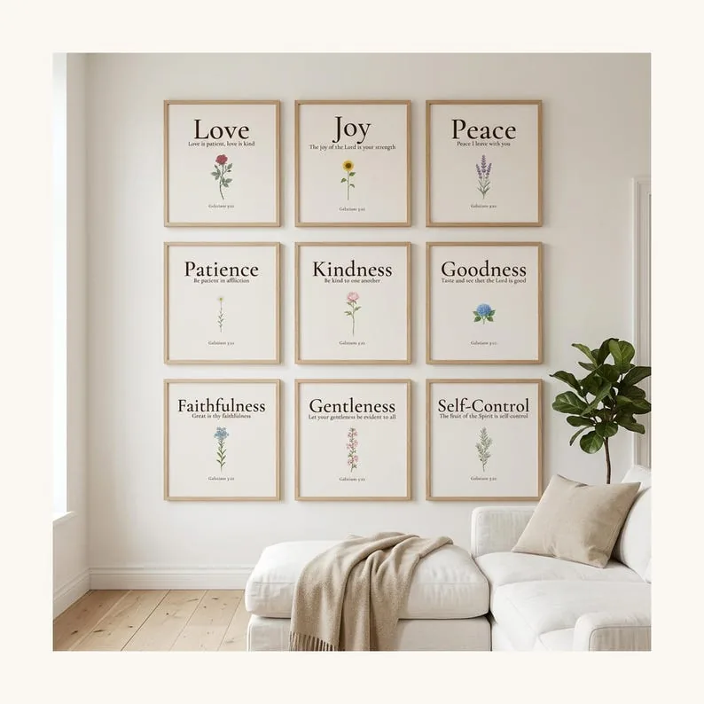 Baby Shower Gift Baptism Gift, Bible Verse Bundle Living Room Wall Art, 25 Scripture Prints Gallery Wall