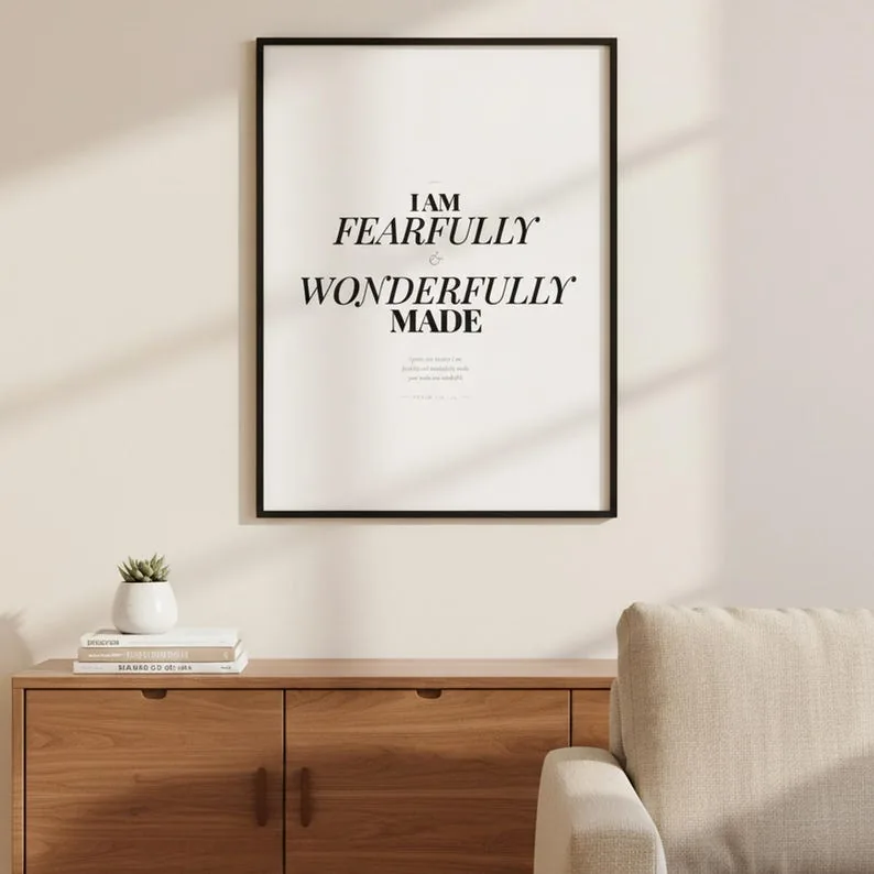 Psalm 139:14 Wall Art, Fearfully and Wonderfully Made, Nursery Scripture Print, Baptism Gift Baby Shower