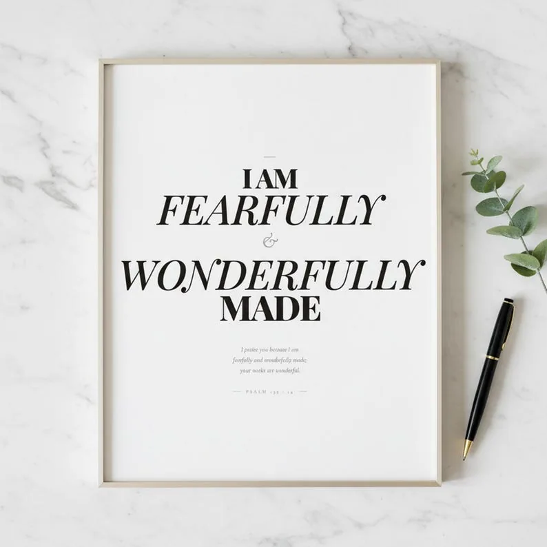 View 2 of Psalm 139:14 Fearfully and Wonderfully Made Nursery Scripture Wall Art