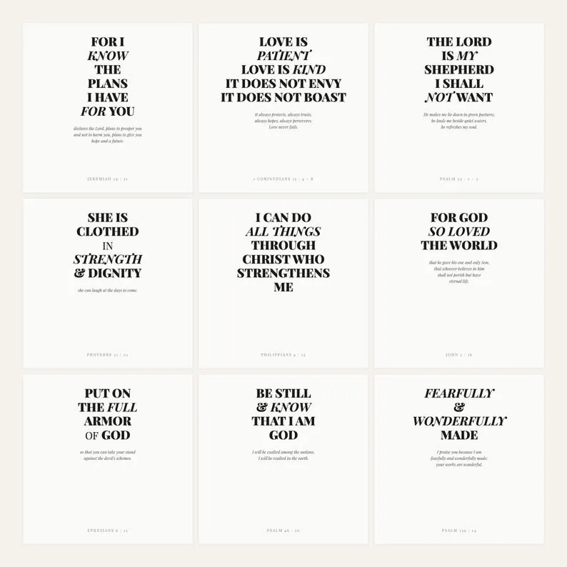 Wedding Gift, Engagement Gift, Anniversary Gift, Bible Verse Bundle, Gallery Wall Set of 9, Christian Scripture Art