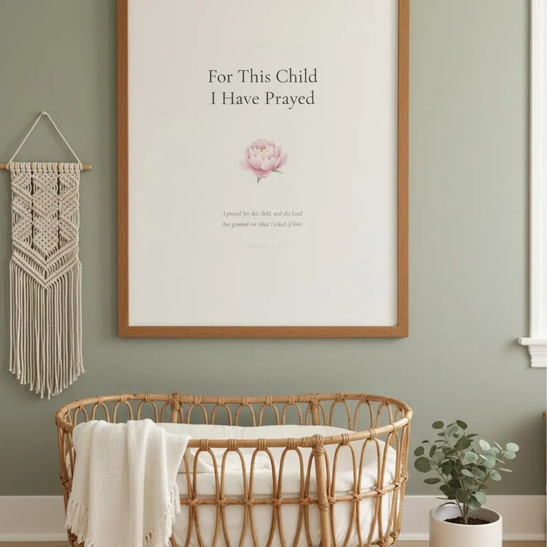 View 2 of For This Child I Have Prayed 1 Samuel 1:27 Nursery Wall Art