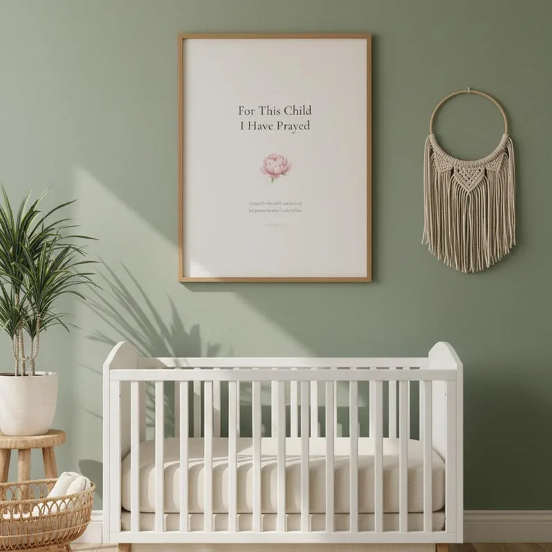 View 3 of For This Child I Have Prayed 1 Samuel 1:27 Nursery Wall Art