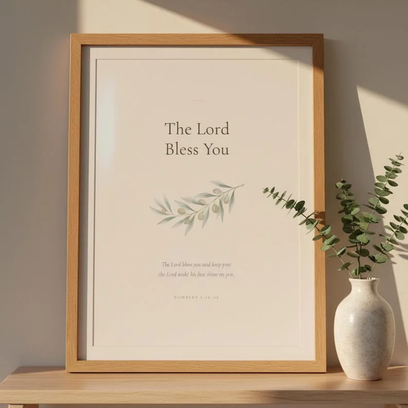 View 2 of Numbers 6:24-26 Aaronic Blessing Nursery Scripture Wall Art