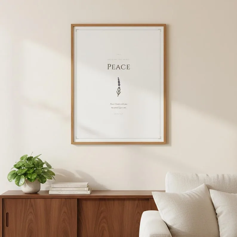 Peace Fruit of the Spirit Wall Art John 14 27 Bible Verse Print Vintage Scripture Christian Kitchen Decor