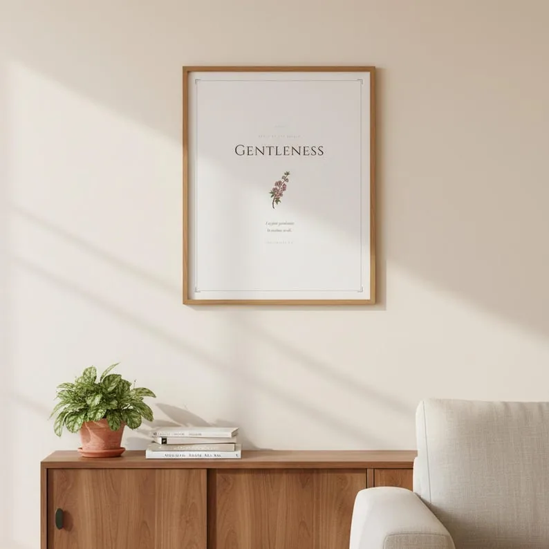 Gentleness Fruit of the Spirit Wall Art Philippians 4 5 Bible Verse Print Vintage Scripture Christian Decor Download