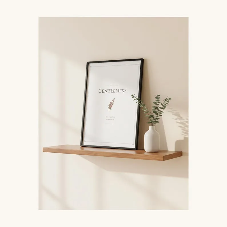 View 3 of Gentleness Fruit of the Spirit Wall Art, Philippians 4:5 Bible Verse Print