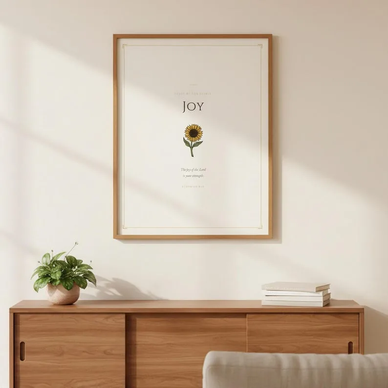 Joy Fruit of the Spirit Wall Art Nehemiah 8 10 Bible Verse Print Vintage Scripture Christian Kitchen Decor