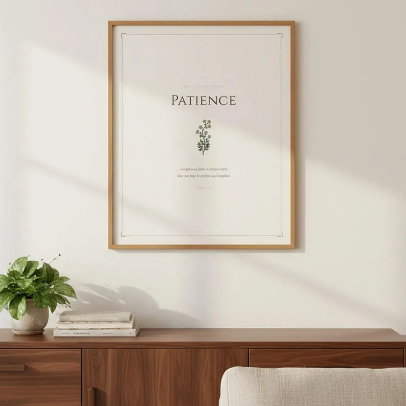 Patience Fruit of the Spirit Wall Art James 1 4 Bible Verse Print Vintage Scripture Christian Kitchen Decor