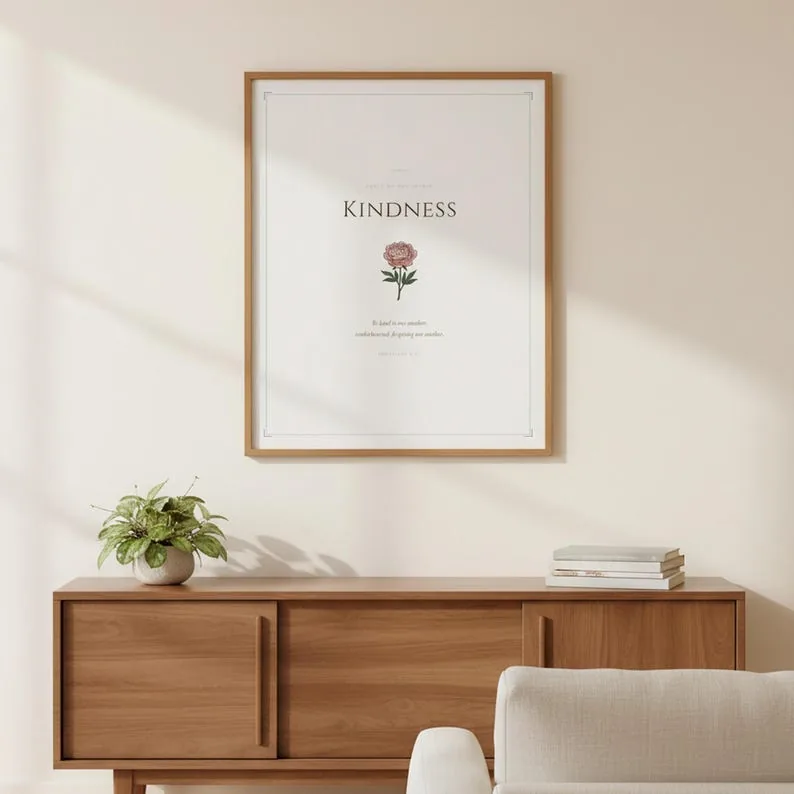Kindness Fruit of the Spirit Wall Art Ephesians 4 32 Bible Verse Print Vintage Scripture Christian Decor