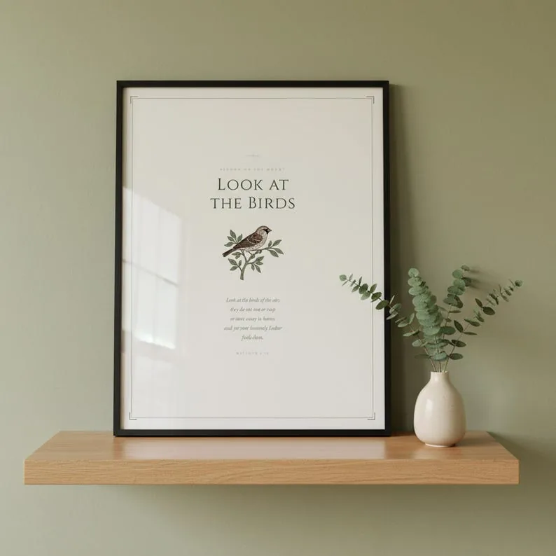 View 2 of Look at the Birds of the Air: Matthew 6:26 Scripture Wall Art