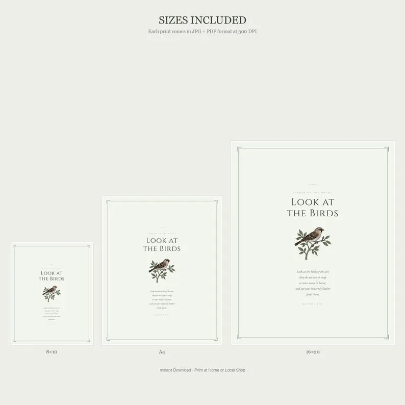 View 3 of Look at the Birds of the Air: Matthew 6:26 Scripture Wall Art