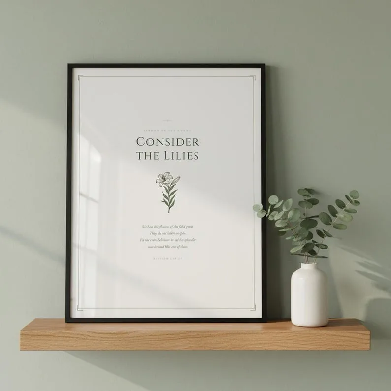 View 3 of Consider the Lilies Matthew 6:28 Scripture Wall Art