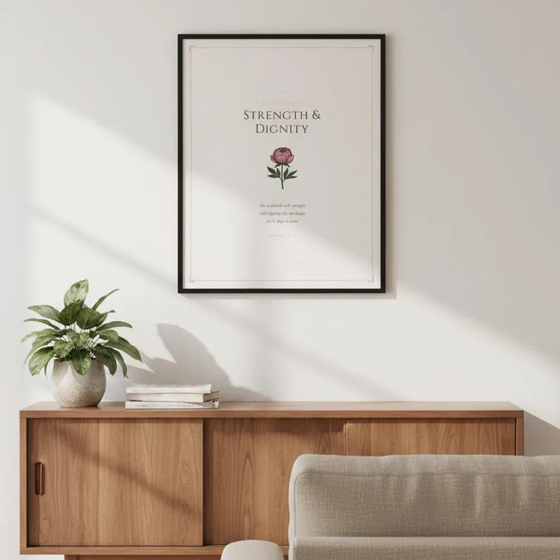 View 3 of Proverbs 31 Woman and Psalm 46:5 Botanical Scripture Wall Art Set of 3