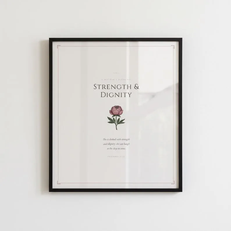 View 2 of Proverbs 31:25 Scripture Wall Art, She Is Clothed With Strength and Dignity