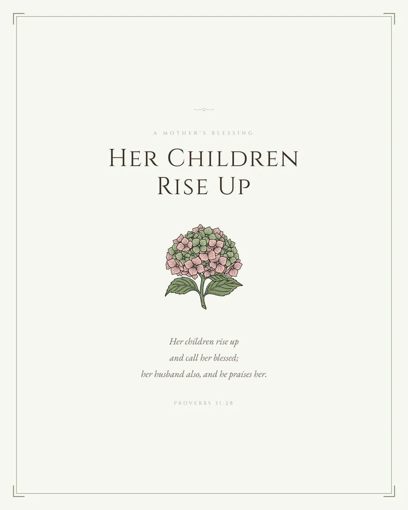 View 2 of Proverbs 31:28 Her Children Rise Up and Call Her Blessed Scripture Wall Art