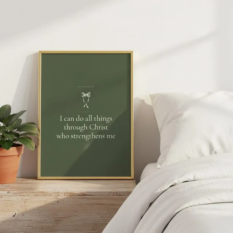 View 4 of Sage Coquette Christian Dorm Room Wall Art Bundle, Bible Verse Set of 9 Scripture Prints