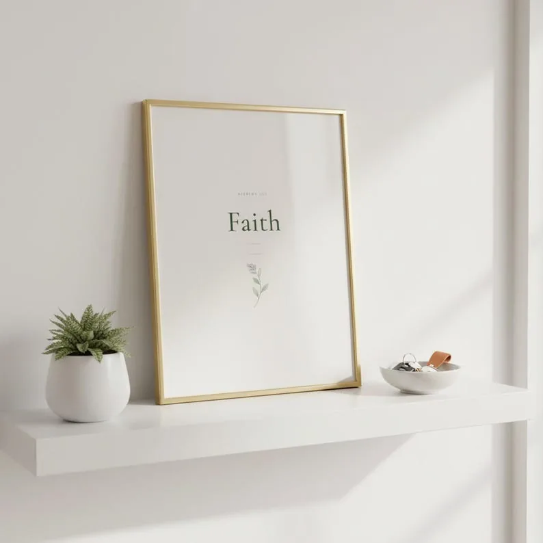 View 3 of Hebrews 11:1 Botanical Scripture Wall Art, Sage Coquette Christian Print