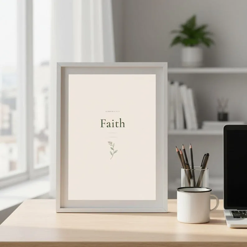 View 4 of Hebrews 11:1 Botanical Scripture Wall Art, Sage Coquette Christian Print