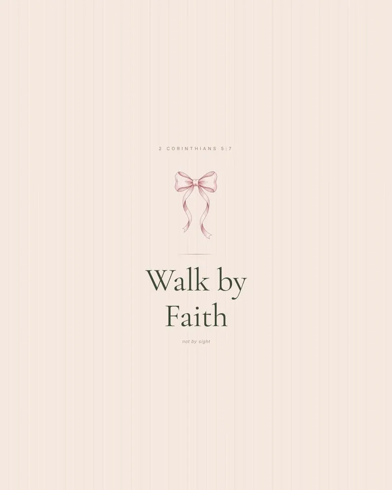 View 2 of Walk by Faith Scripture Wall Art, 2 Corinthians 5:7 Sage Coquette Print