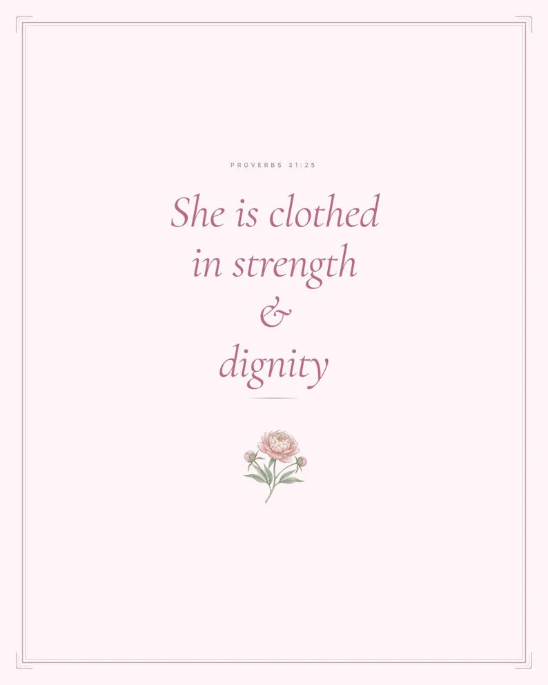 View 2 of She Is Clothed in Strength and Dignity Scripture Wall Art