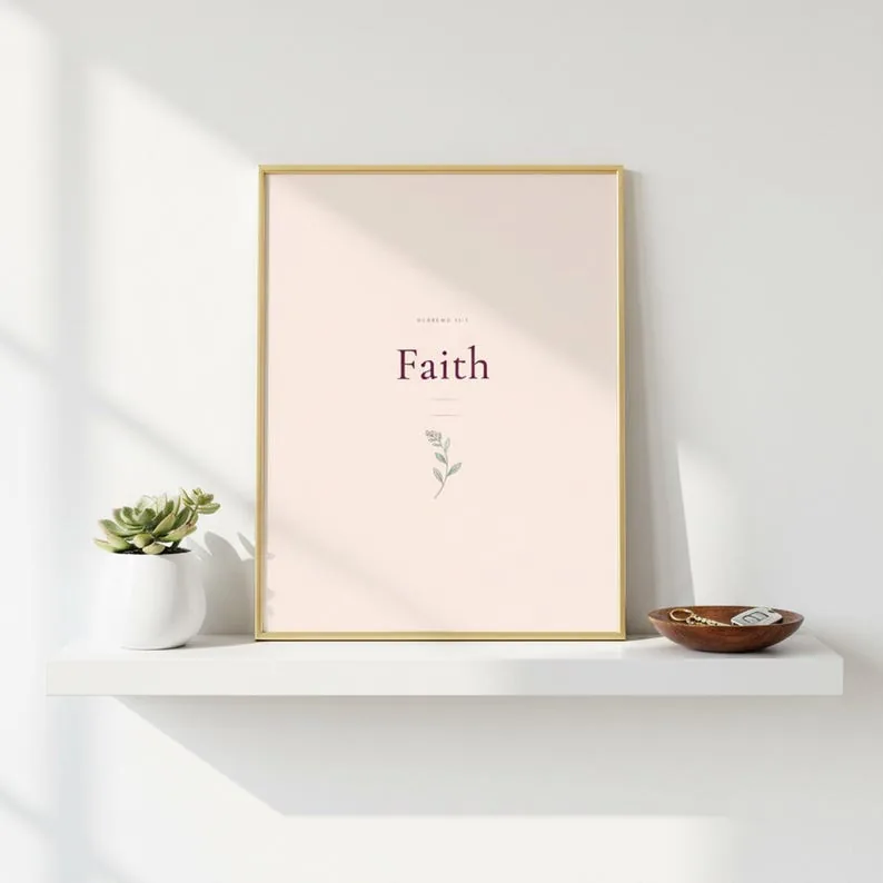 View 3 of Hebrews 11:1 Faith Scripture Wall Art in Pink Blush