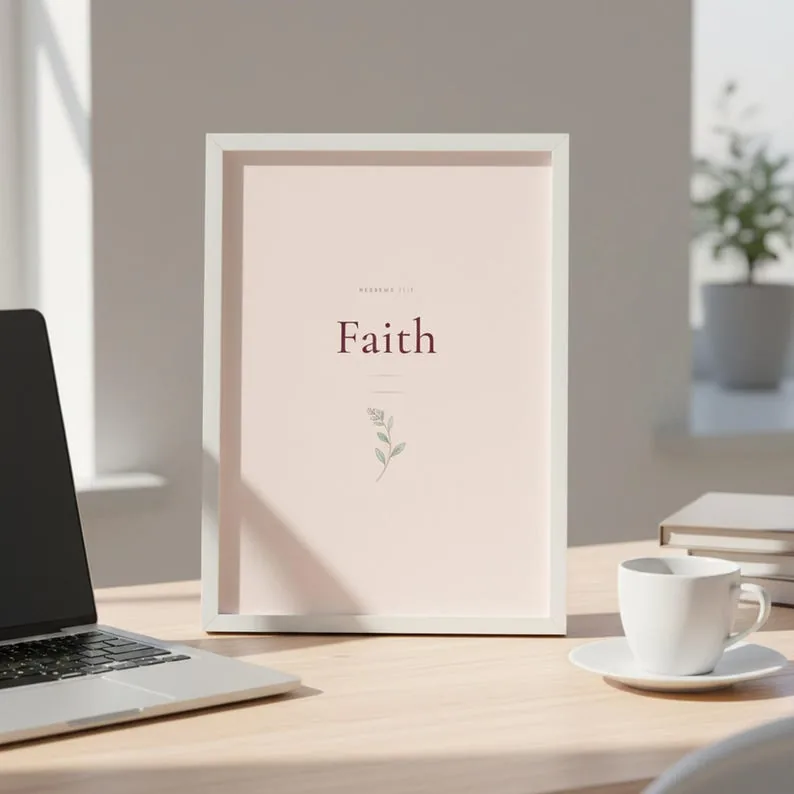 View 4 of Hebrews 11:1 Faith Scripture Wall Art in Pink Blush