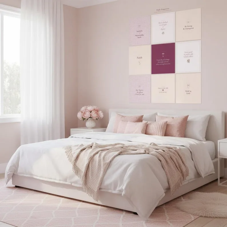 View 3 of Proverbs 3:5 Trust in the Lord Pink Coquette Scripture Wall Art