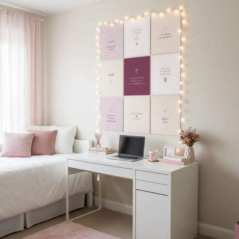 View 4 of Proverbs 3:5 Trust in the Lord Pink Coquette Scripture Wall Art
