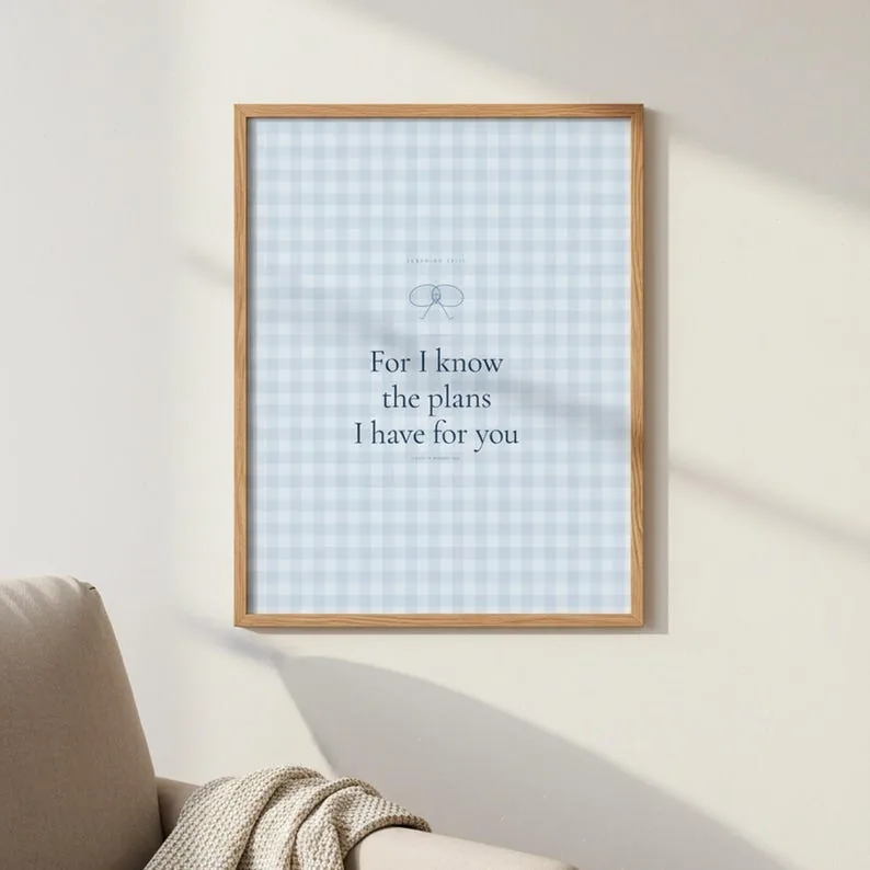 View 3 of Jeremiah 29:11 Navy Blue Coquette Scripture Wall Art
