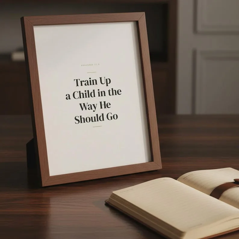 Christian Dad Gift, Train Up a Child Proverbs 22:6, Fathers Day Scripture Wall Art, Bible Verse Print