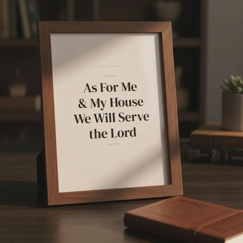 As For Me and My House Joshua 24:15 Wall Art, Fathers Day Gift, Christian Scripture Print Bible Verse