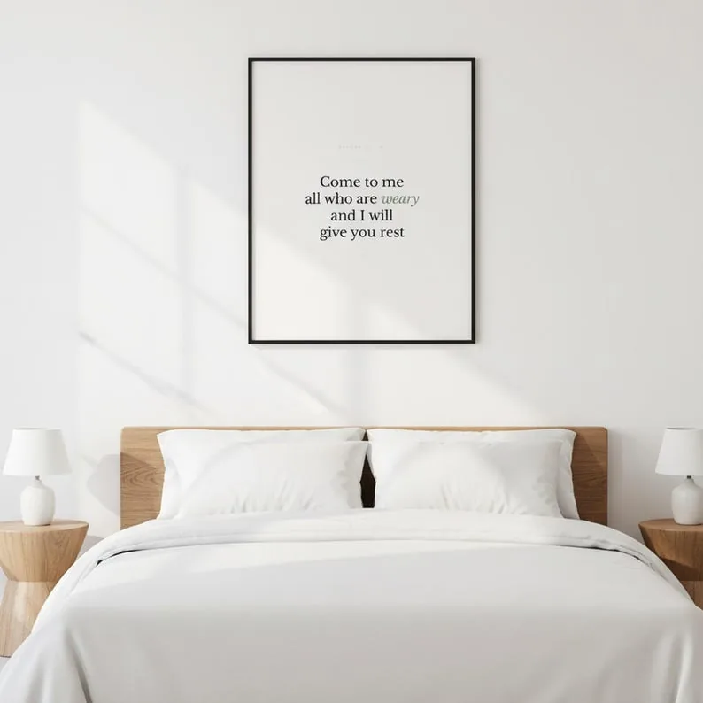 Matthew 11:28 Wall Art Come to Me All Who Are Weary Minimalist Scripture Print Bible Verse Printable Christian Decor