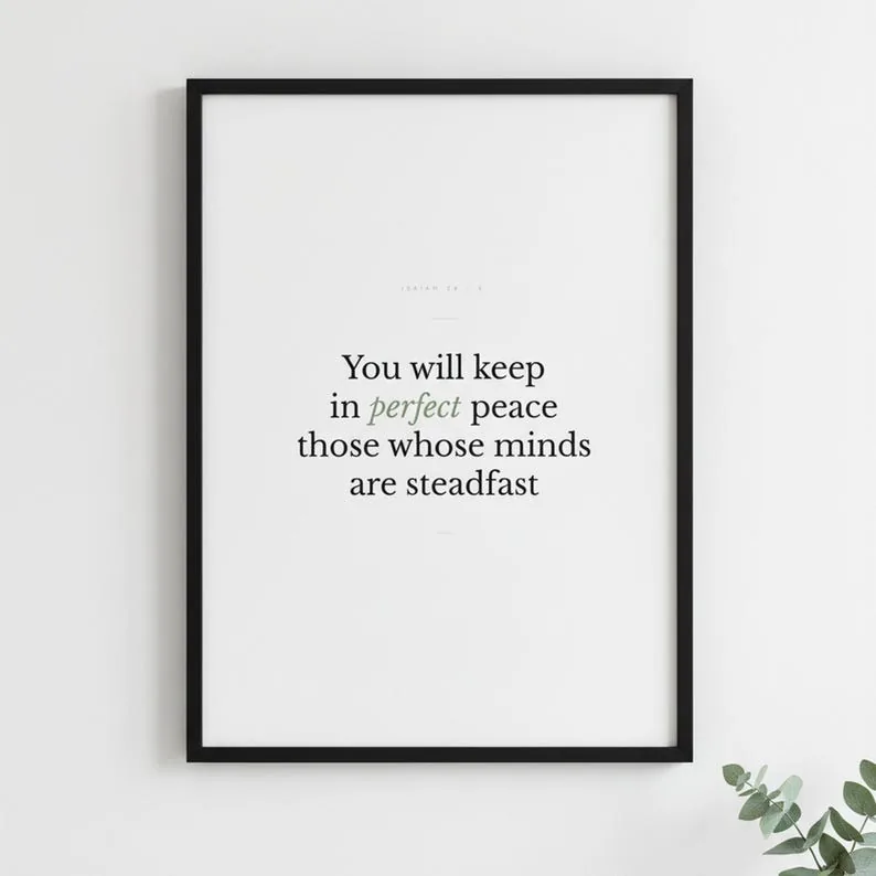 Isaiah 26:3 Wall Art You Will Keep in Perfect Peace Minimalist Scripture Print Bible Verse Printable Christian Home Decor