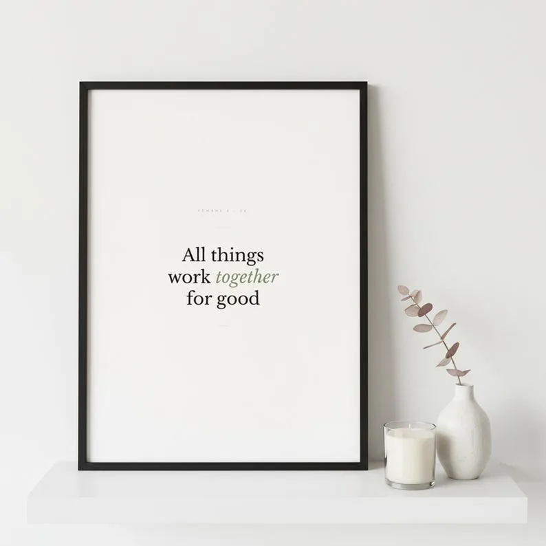 View 2 of Romans 8:28 All Things Work Together for Good Scripture Wall Art