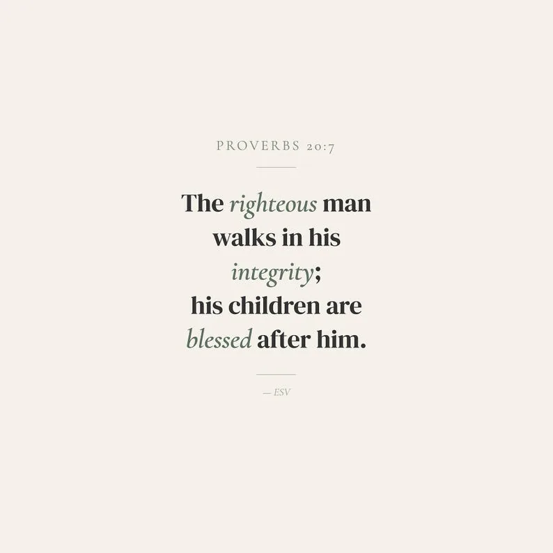 View 4 of Proverbs 20:7 Scripture Wall Art, The Righteous Man Walks in His Integrity