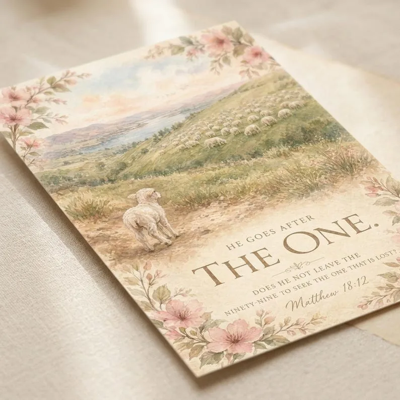 View 2 of He Goes After the One: Matthew 18:12 Lost Sheep Scripture Wall Art