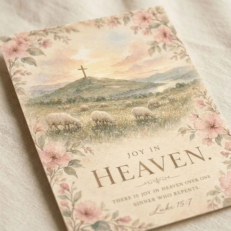 View 2 of Joy in Heaven Luke 15:7 Watercolor Scripture Wall Art