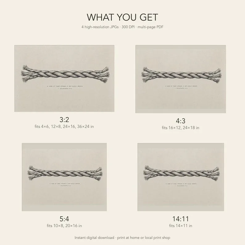View 4 of A Cord of Three Strands Is Not Easily Broken | Scripture Wall Art